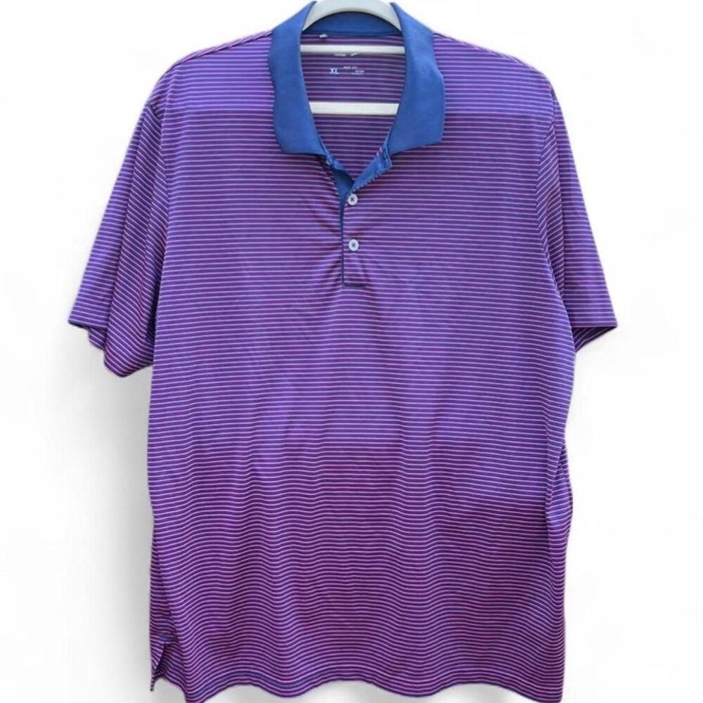 Navy & Pink Adidas Striped Golf Polo | XL I Athleisure Golf
